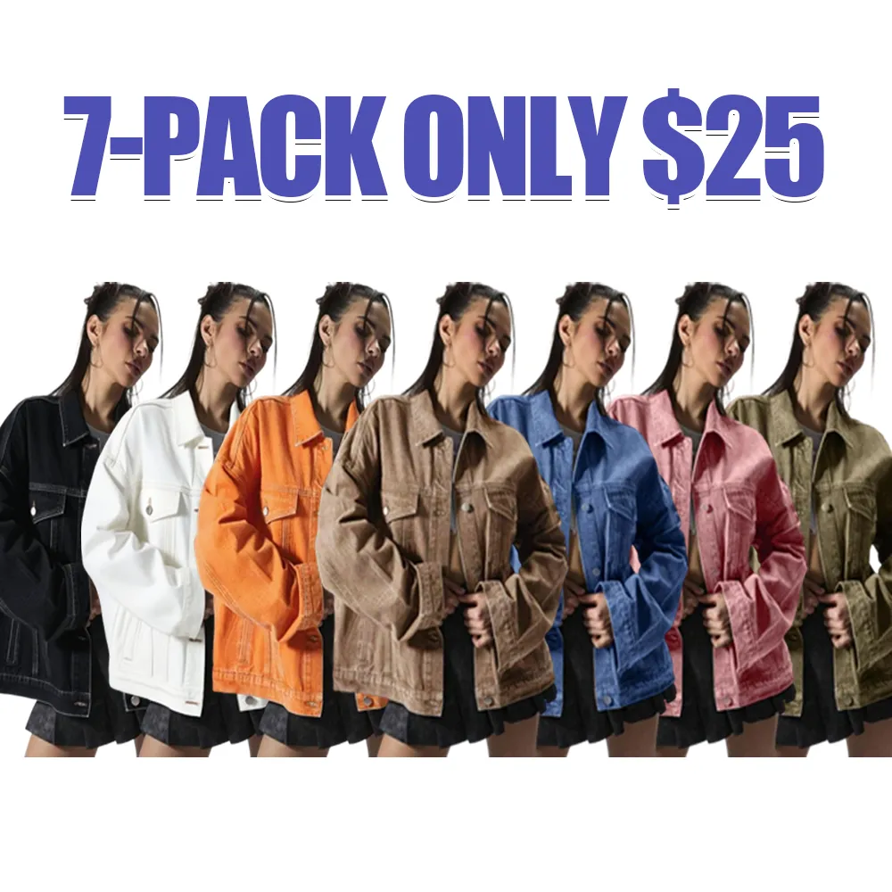 Women's Plain Button Front Drop Shoulder Denim Coat, Casual Fitted Long Sleeve Collared Pocket Outerwear for Daily Wear