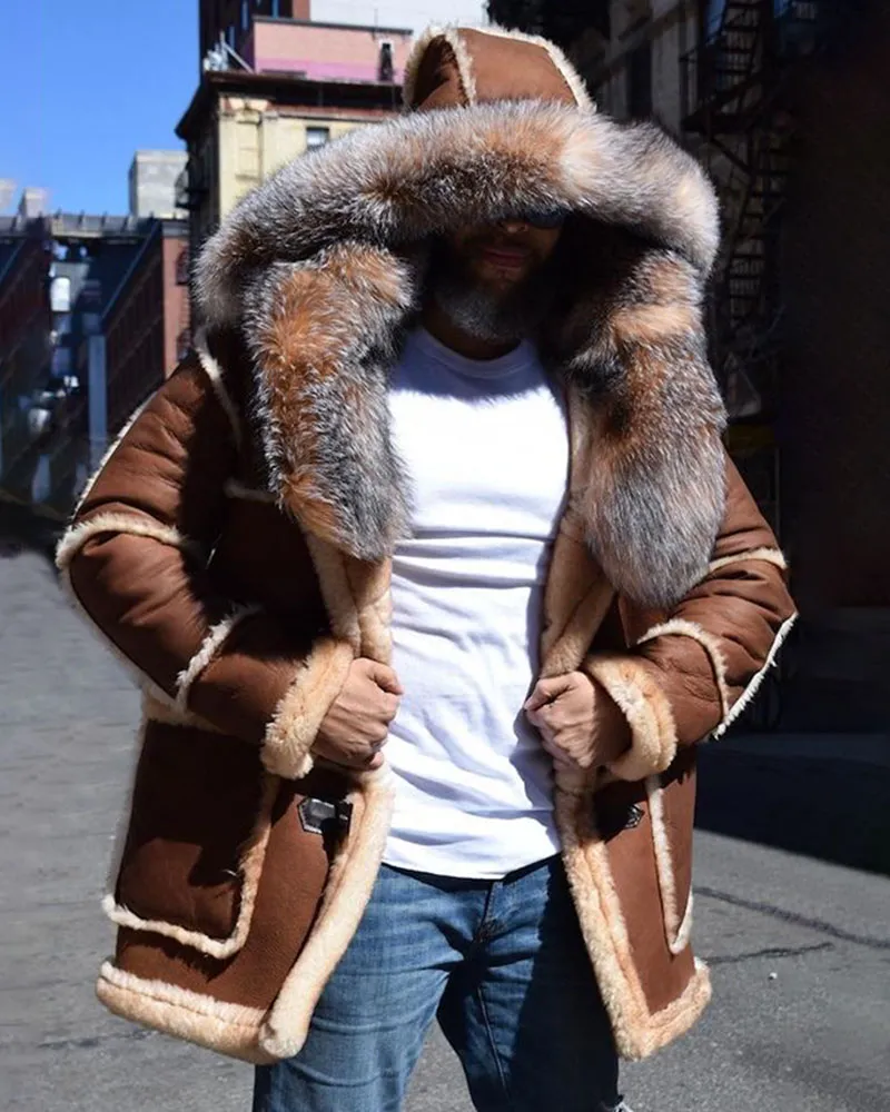 Men's winter jacket fur collar coat