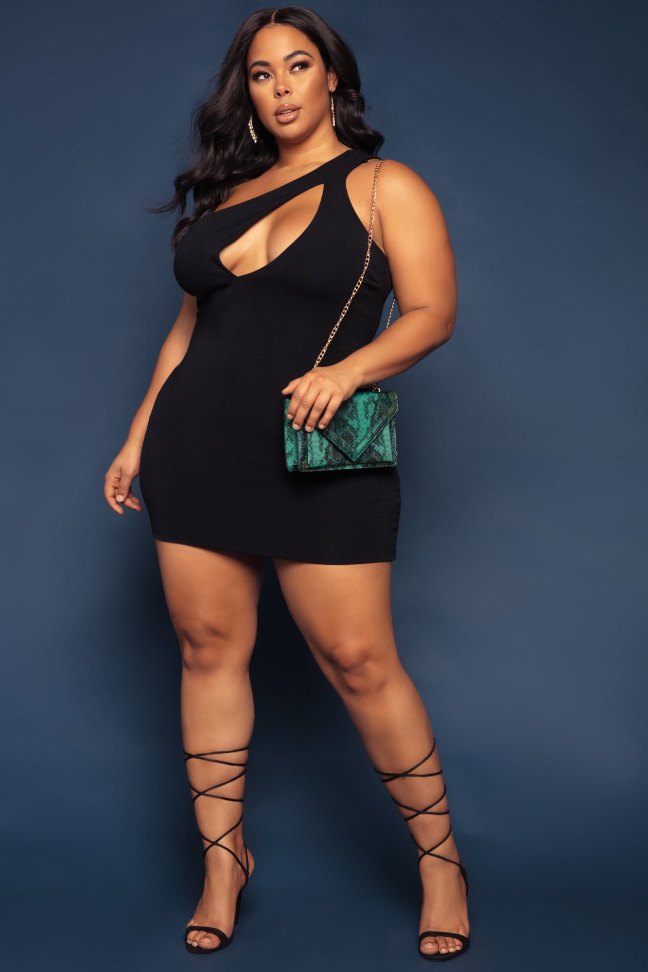 Cut Me In One Shoulder Mini Dress - Black
