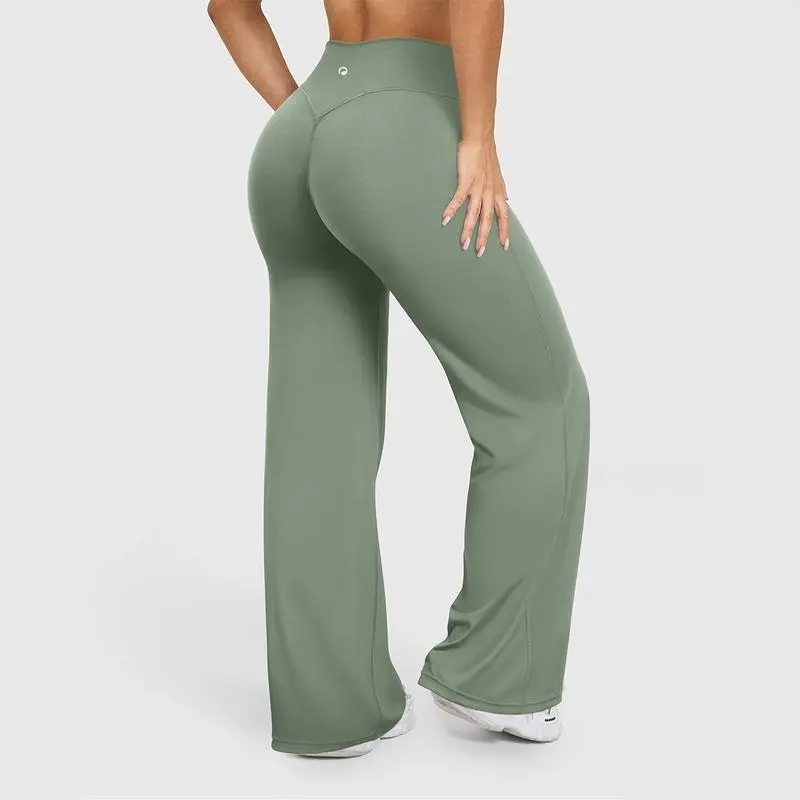 Women's High-Waisted Casual Pants – Loose Fit Straight Leg Trousers, Soft Stretchy Everyday Comfort Pants