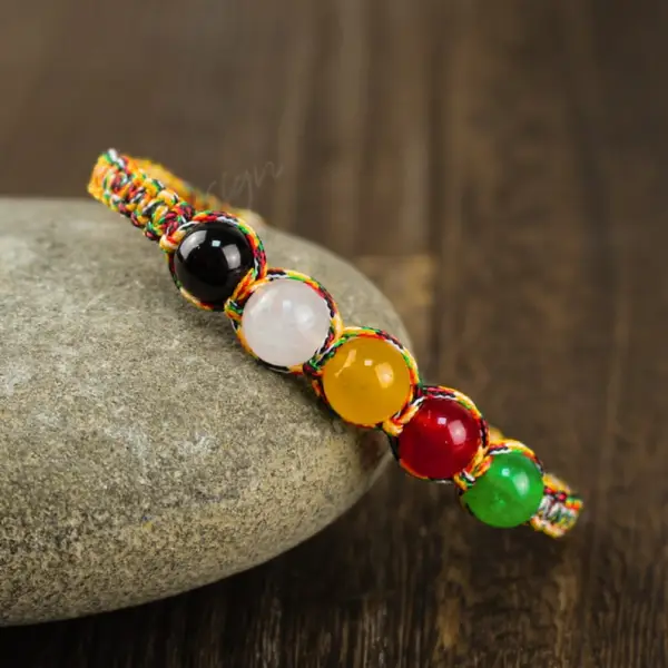 The Five-Element Braided Bracelet-Good Luck Wealth Prosperity Bracelet-Abundance Money Bracelet-Natural Stone Healing Protection Bracelet