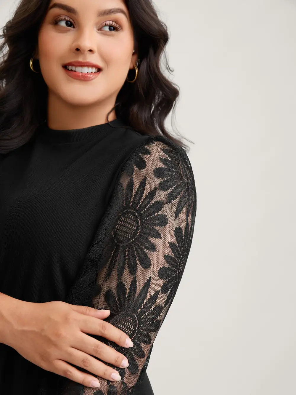 Crochet Lace Mesh Mock Neck Jumpsuit