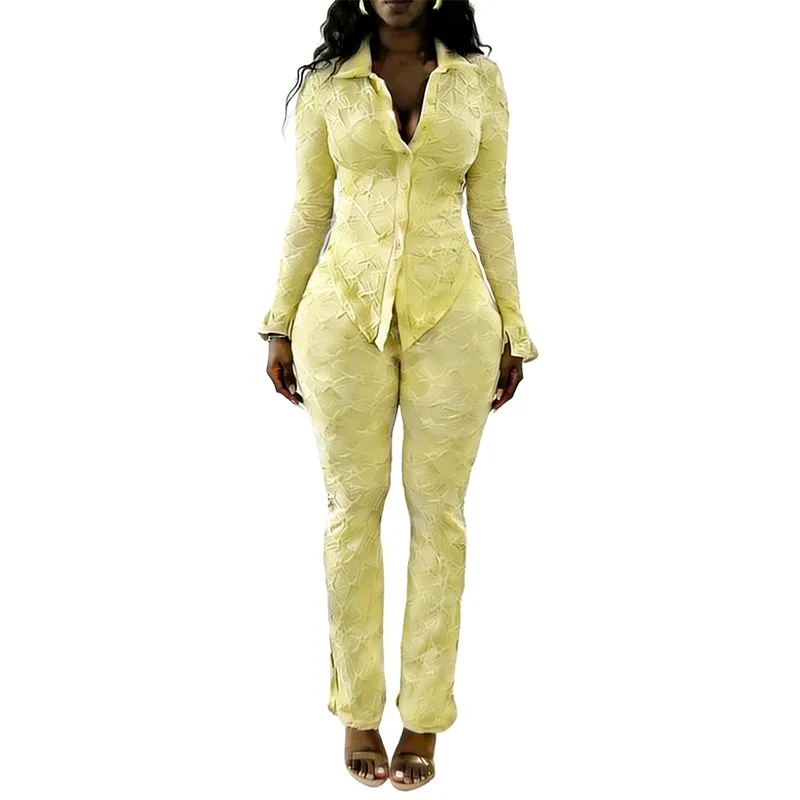 Sexy Knitted Long Sleeve Top & Tight Pants Set