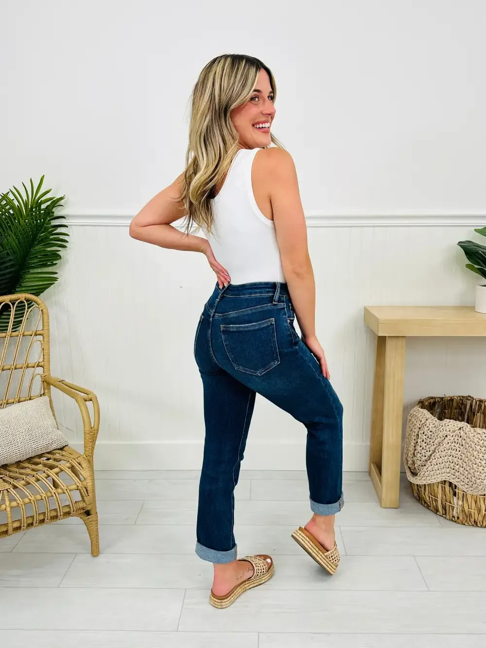 One Hundred Percent Chance Tummy Control Mom Jeans