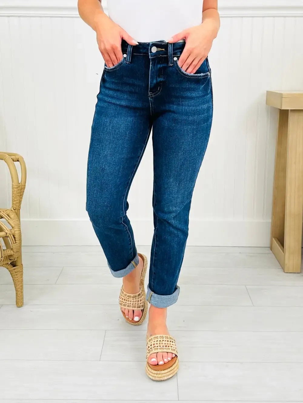 One Hundred Percent Chance Tummy Control Mom Jeans