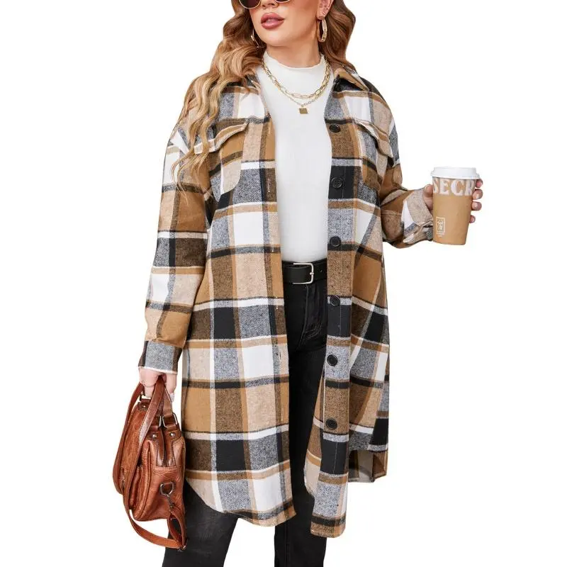 Women's Plus Size Flannel Plaid Shirt