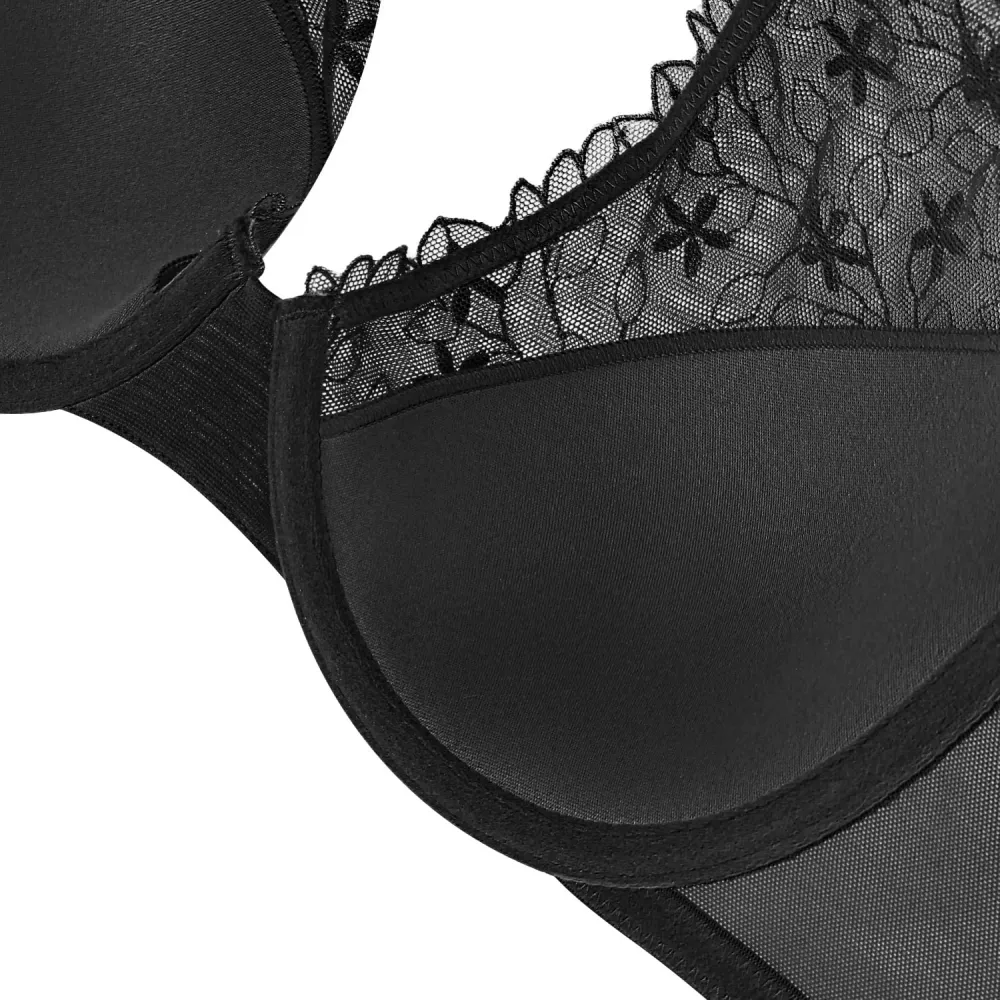 Women’s Sexy Lace Padded Bra Embroidered Underwire Push Up Bra Bralette Plunge