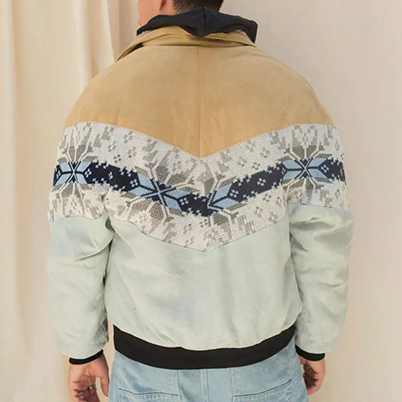 Mens Winter Vintage Fleece Bomber Jacket