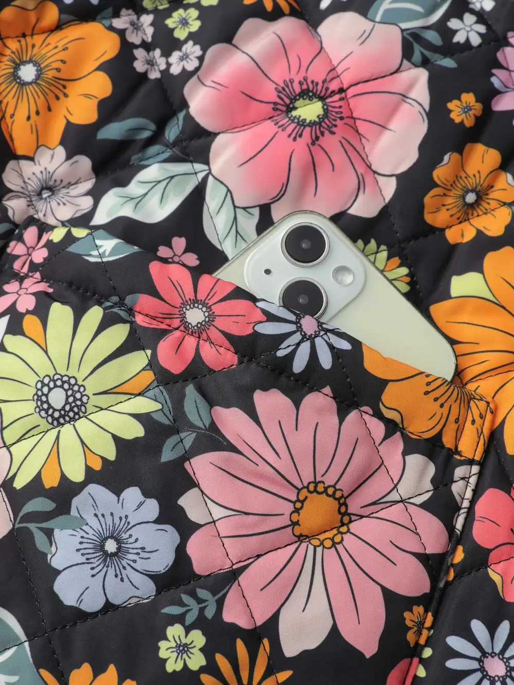 Floral Quilted Cotton Ruffled Neck Vest