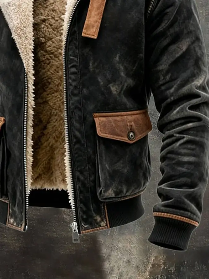 Men'S Vintage Warm Fleece Outdoor Jacket