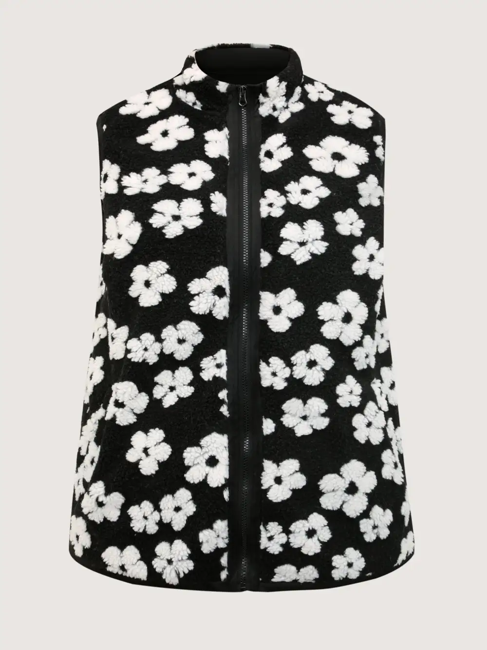 Floral Print Plush Reversible Vest