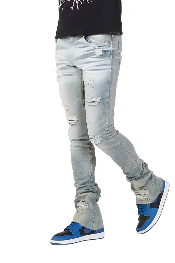 Taylin Vintage Blue Super Stacked Flare Jean