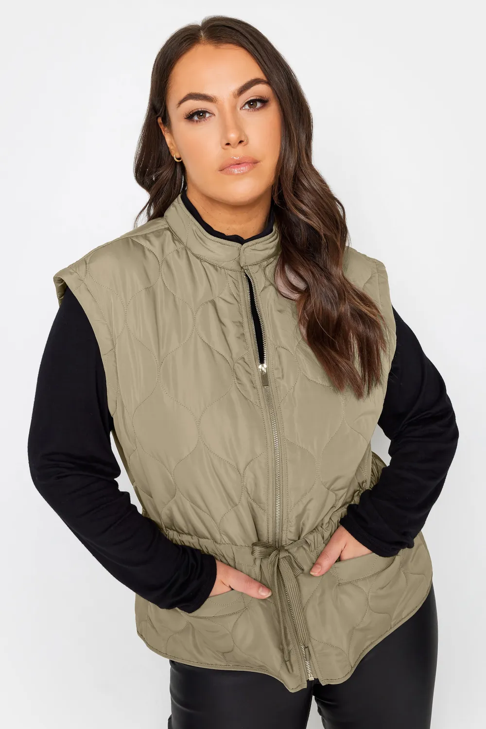 YOURS Curve Beige Brown Cropped Boxy Gilet