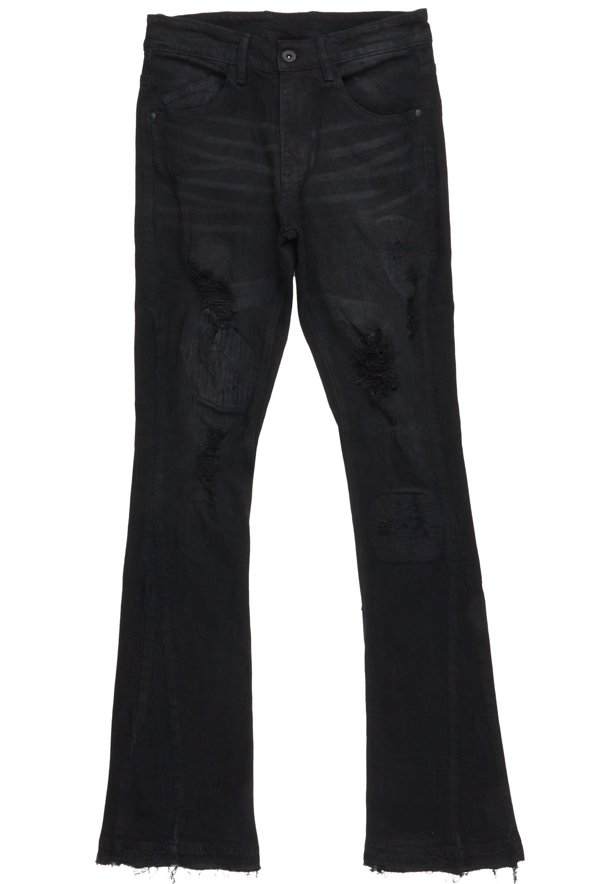 Mylo Jet Black Stacked Flare Jean