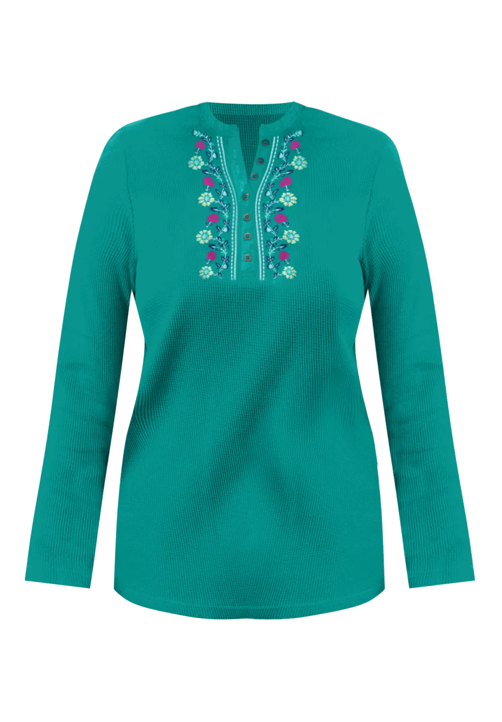 Embroidered Thermal Henley Tee