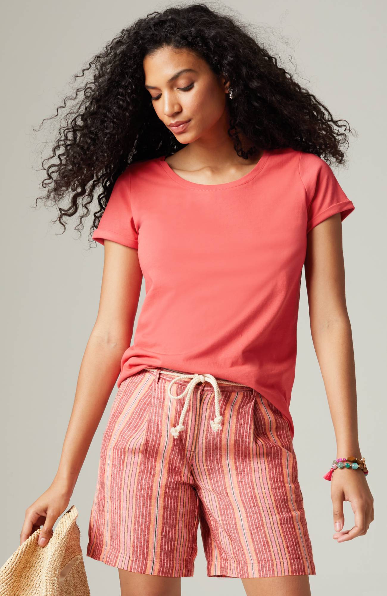 pleated shorts with rope belt