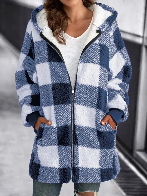 (Clearance Sale⚡) Hoodie Plaid Loose Overcoat