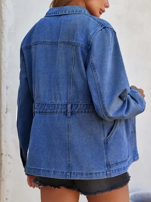 Womens Oversized Denim Jacket Distressed Button Down Boyfriend Jean Jackets 2025 Trendy Shacket