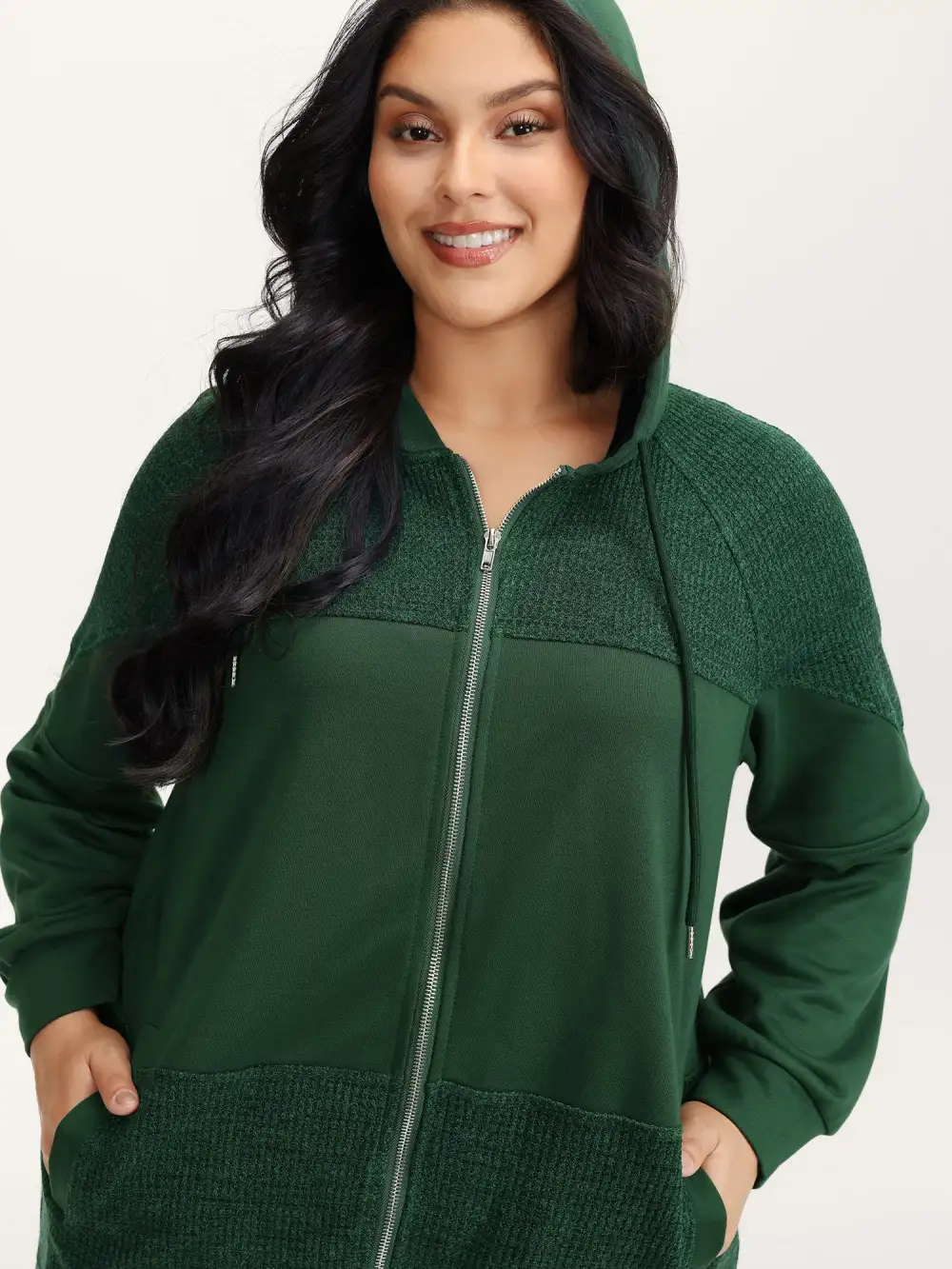 Color Contrast Textured Zipper Jacket