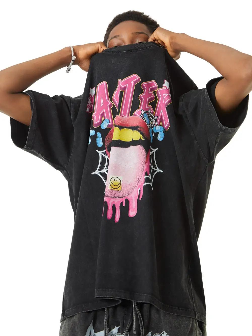 Creative Fun Big Tongue Print T-shirt - 2086