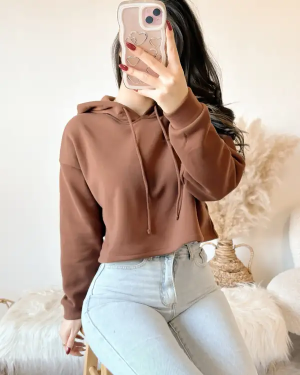 EVERYDAY BASIC CROP HOODIE (WINE)
