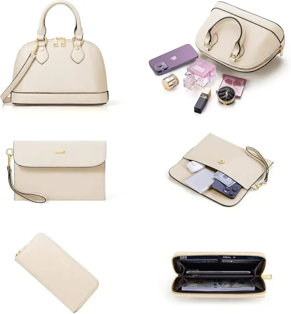 4PCS Women Fashion Handbags Purses Wallet Tote Shoulder Bags