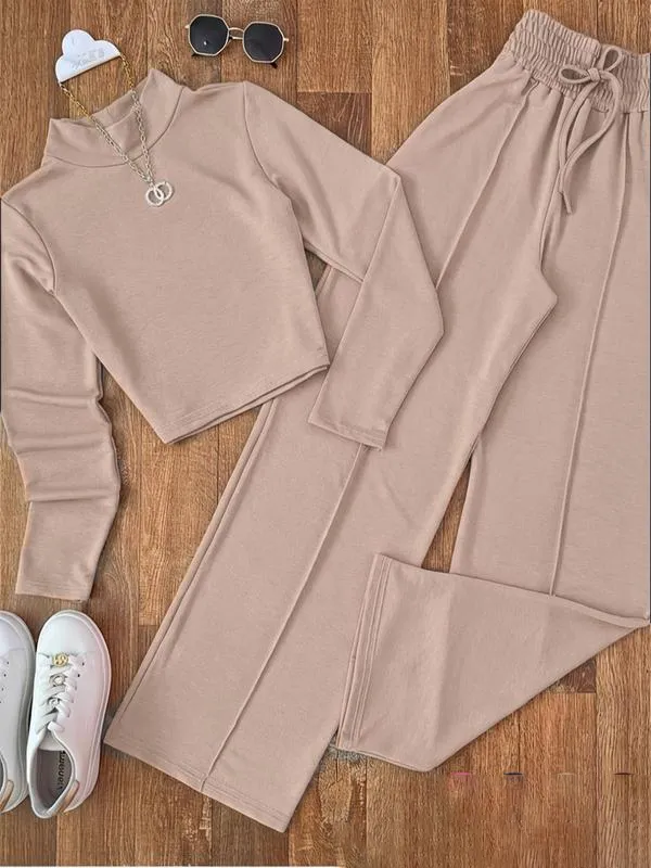 Women's 2-Piece Set: Long Sleeve Top + Pants, Spring/Fall Casual