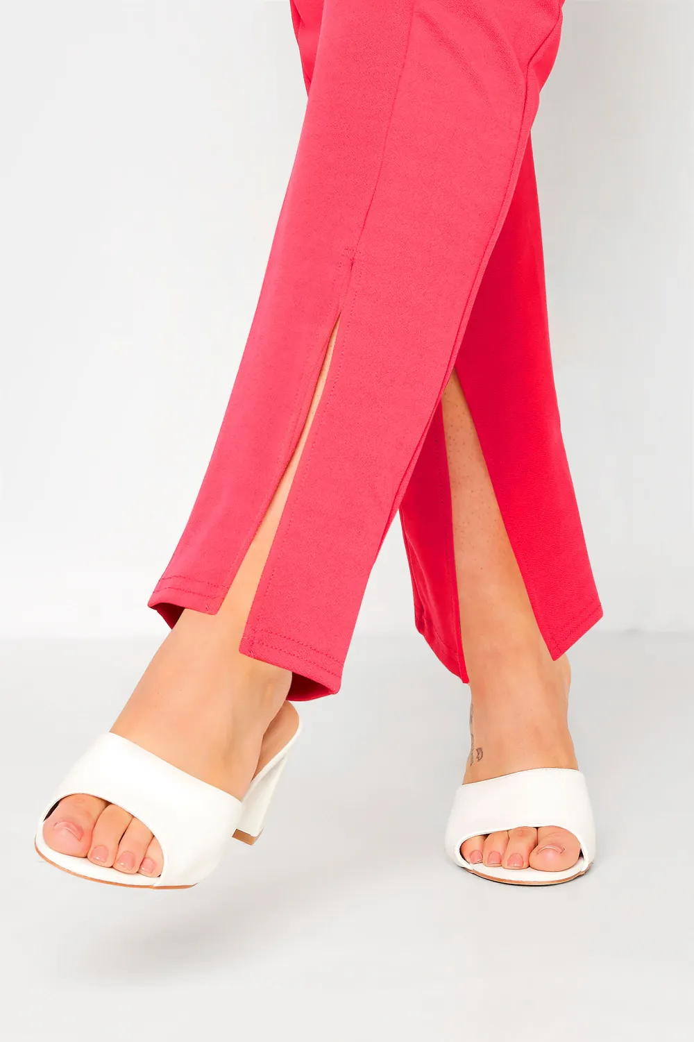 YOURS Curve Lime Green Split Hem Stretch Tapered Trousers