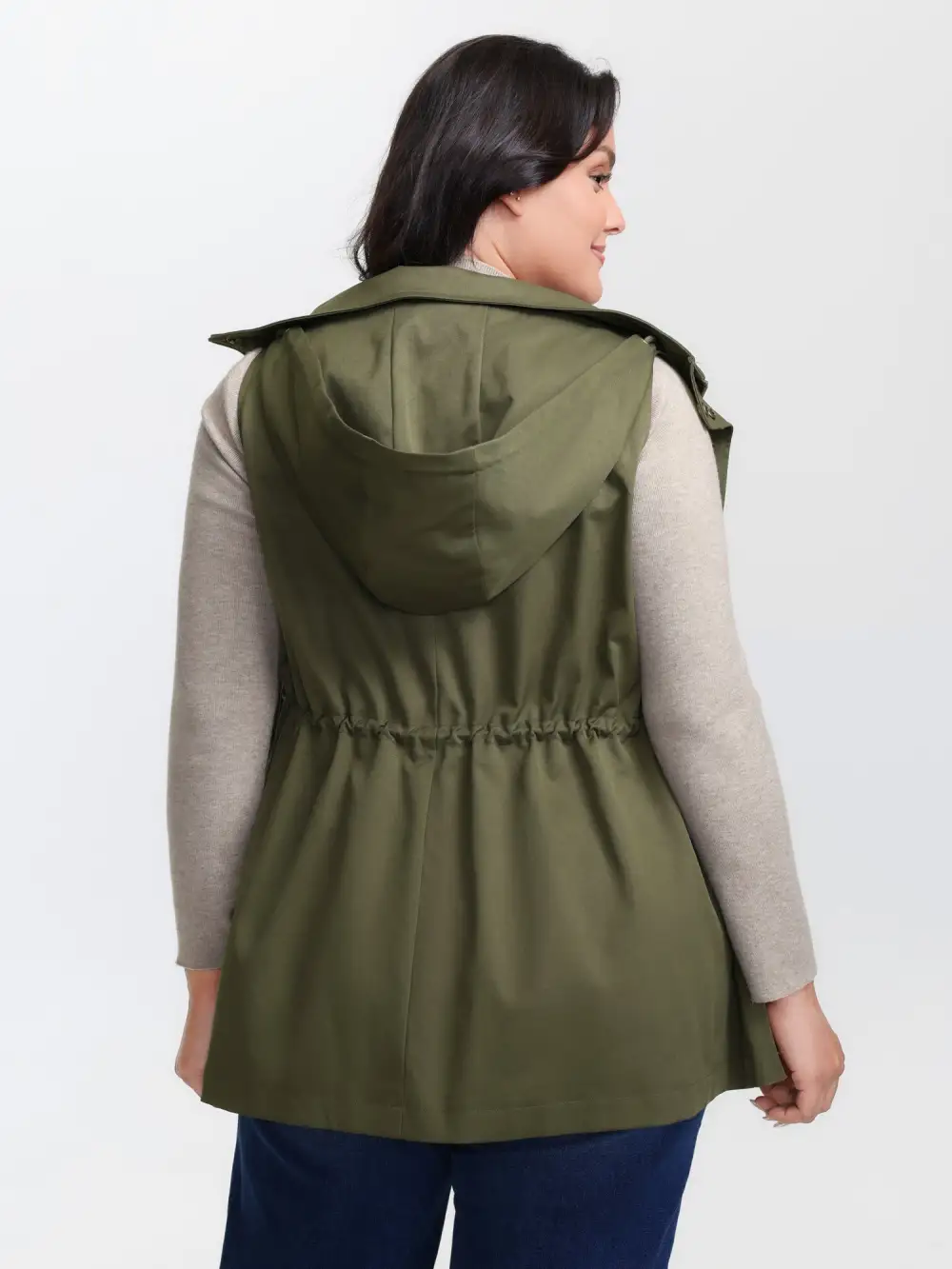 Channel-Drawstring Pockets Hooded Vest