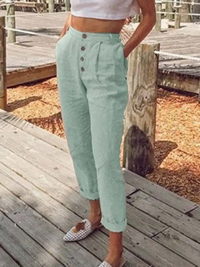 Women's Cotton Linen Fashion Simple Casual Pants