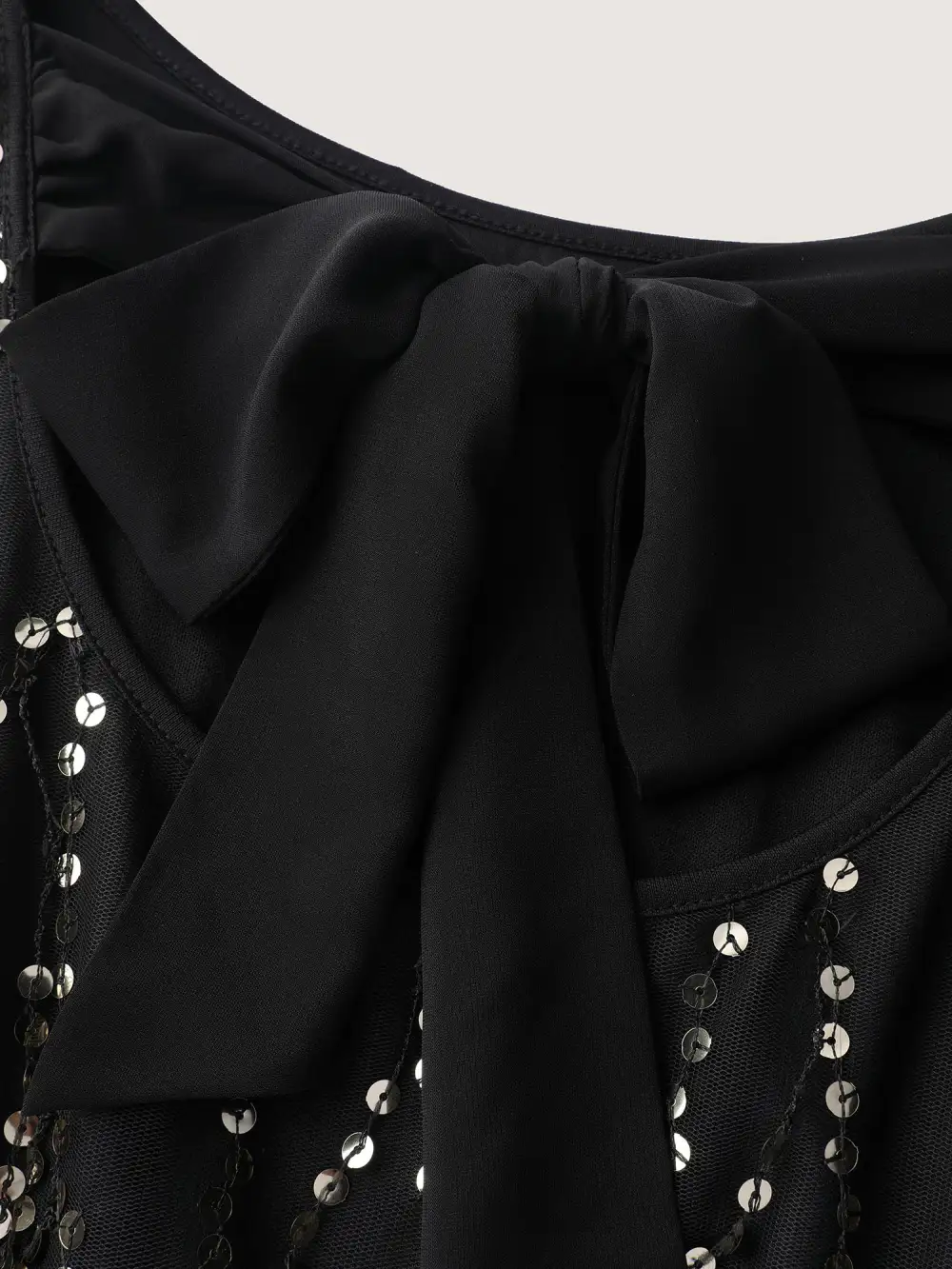 Back Bow Tie Fringe Sequin Midi Dress