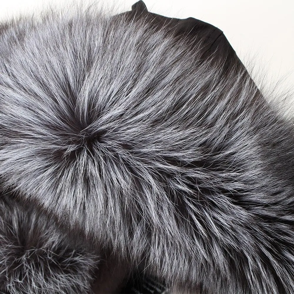 ✨Clearance Sale✨ Women's Parka Fox Fur Coats Real Fur Winter Long Black Park Cotton Thick Warm