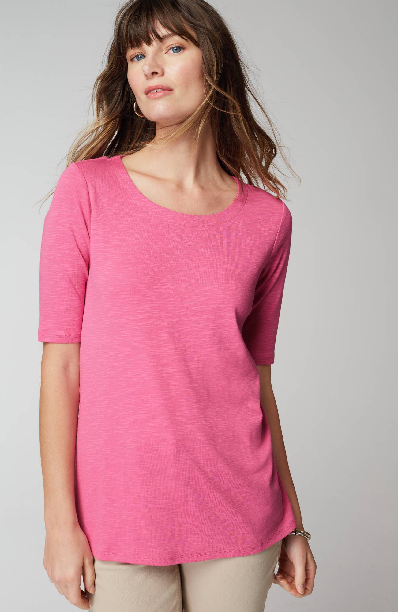 pima-slub scoop-neck side-slit tee