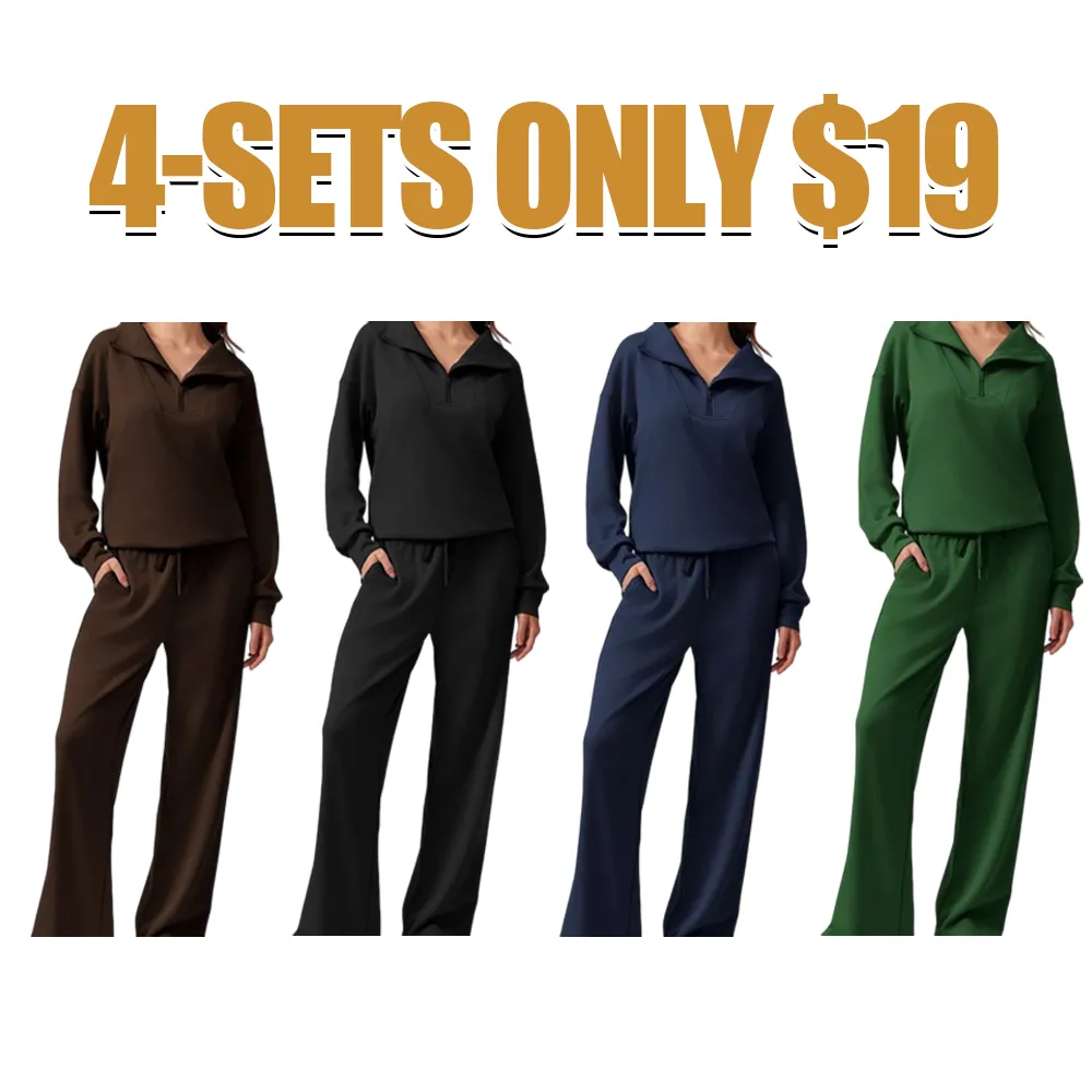 Women’s 2-Piece Sweatsuit – Half-Zip Pullover & Joggers