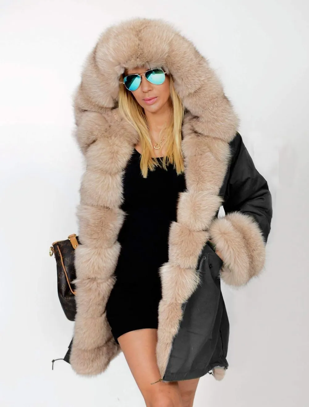 Womens Hooded Camouflage Warm Winter Coats Faux Fur Jacket Parka Overcoat