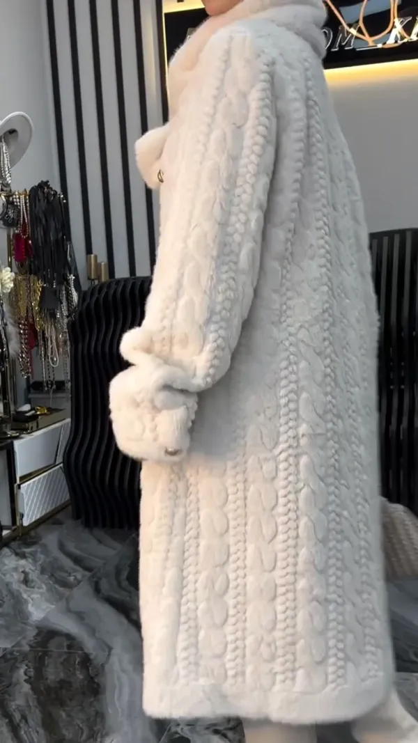 Luxurious White Faux Fur Coat