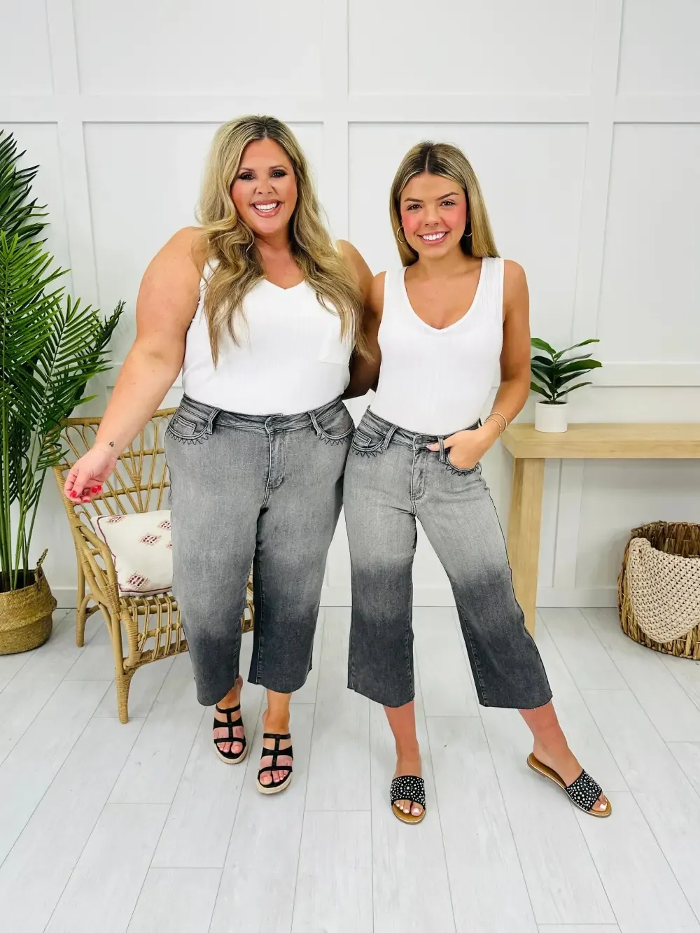 Judy Blue Pocketful of Charm Cropped Wide Leg Jeans