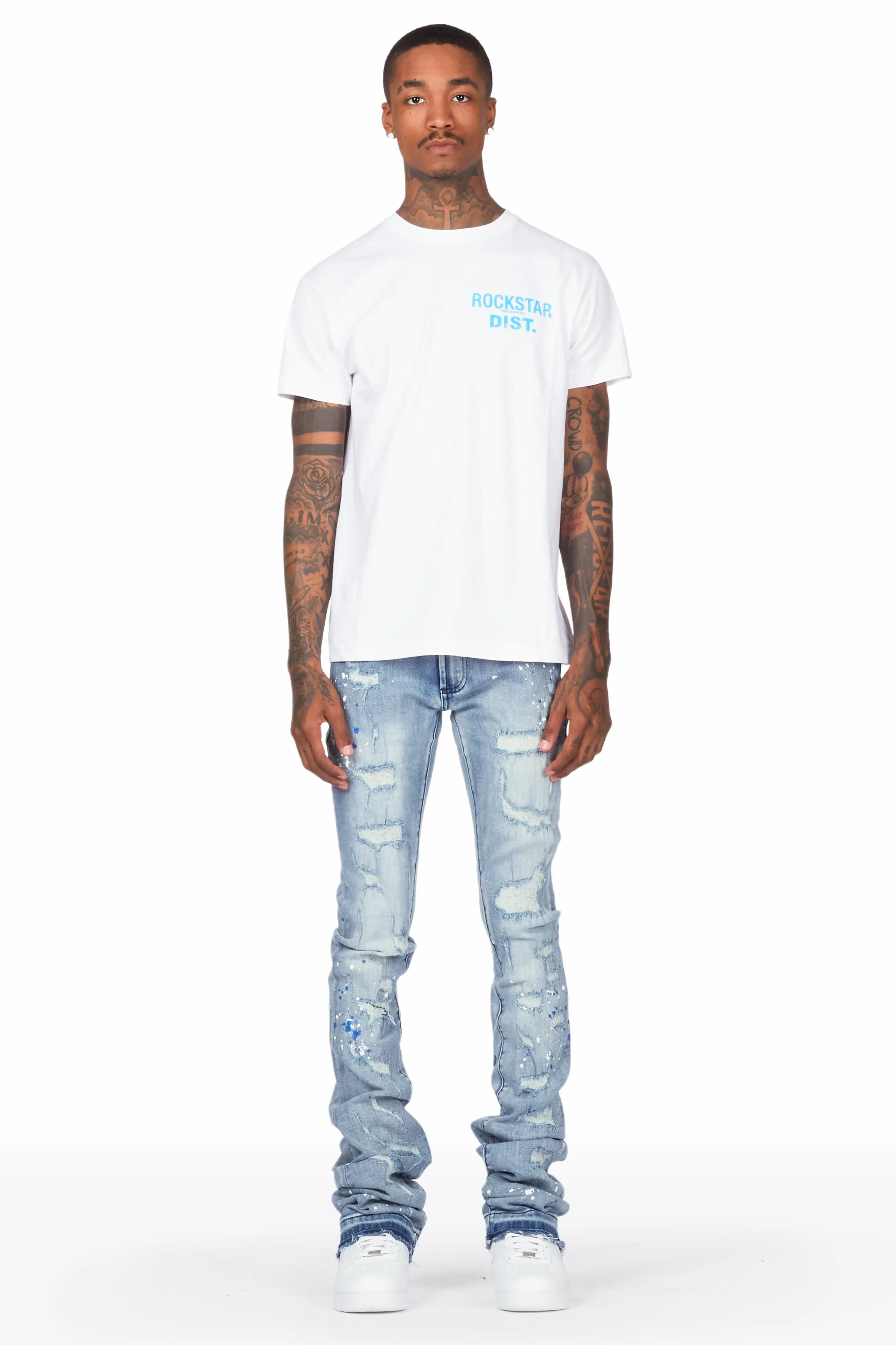 Nolan Blue Painter Super Stacked Flare Jean