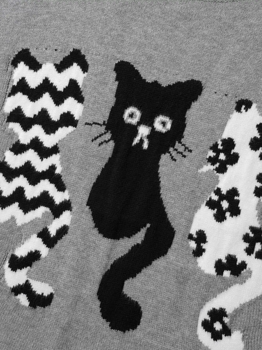 Spooky Cats Jacquard Pattern Pullover