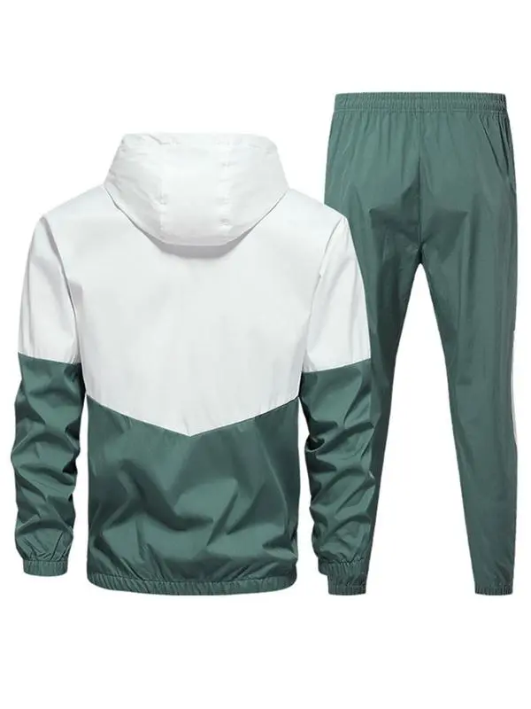 Men’s Colorblock Hoodie & Jogger Set – Casual Tracksuit
