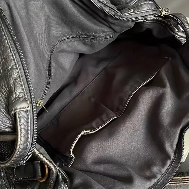 Stylish Vintage Black Leather Handbag