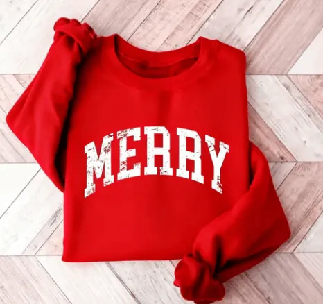 Retro Merry Sweatshirt, Merry Christmas Sweatshirt