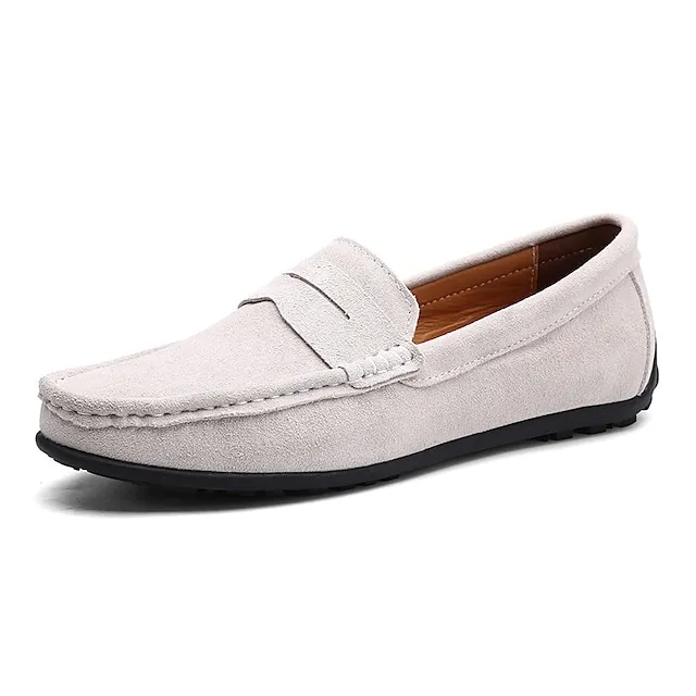 Men's Loafers & Slip-Ons Suede Shoes Comfort Shoes Driving Loafers Casual Outdoor Daily Suede Black Navy Blue Khaki Spring Summer