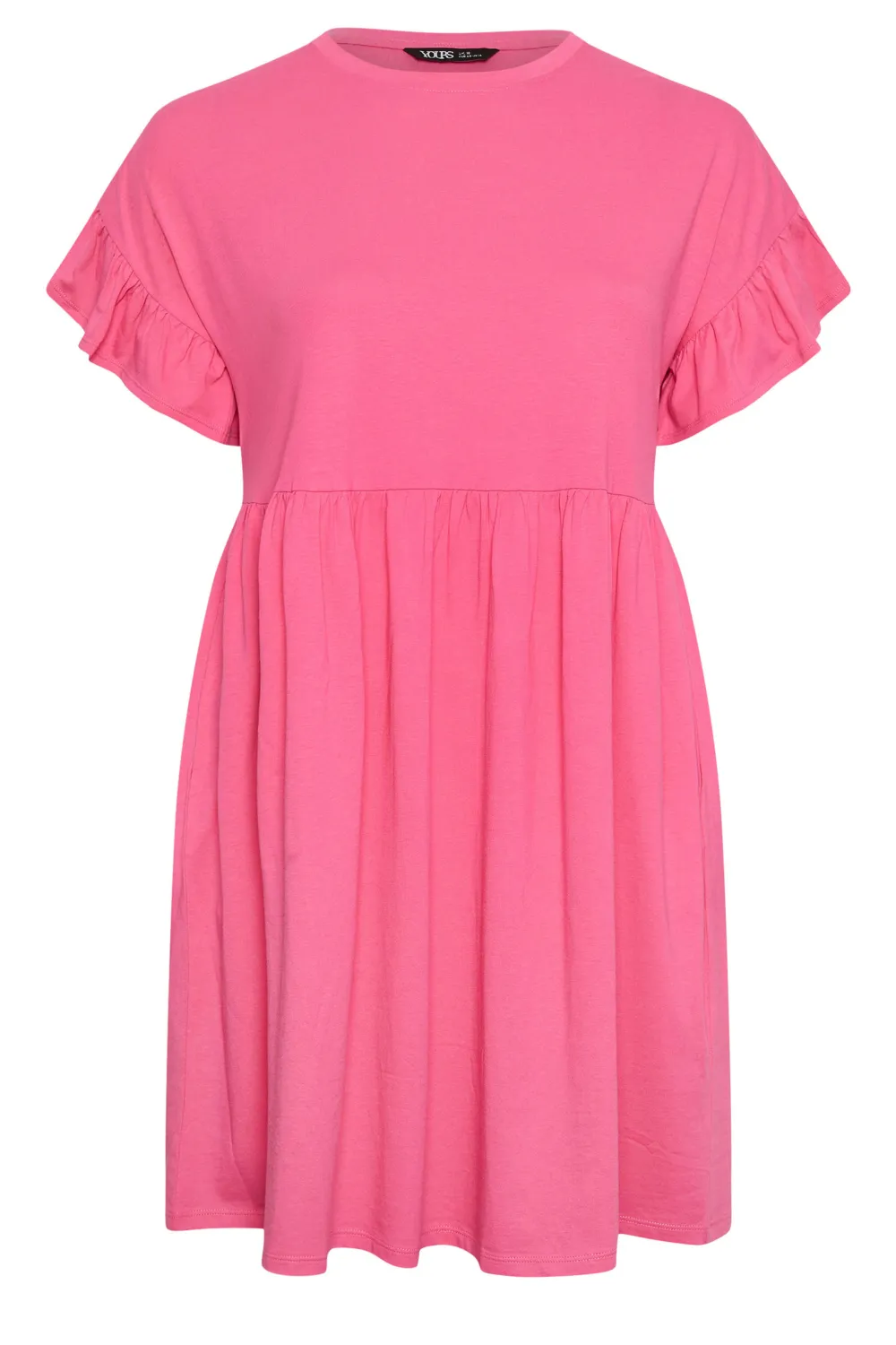 YOURS Curve Black & White Stripe Frill Sleeve Smock Tunic Dress