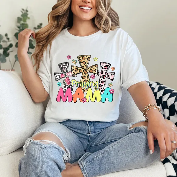 Praying Mama Printed Round Neck Short Sleeve T-Shirt