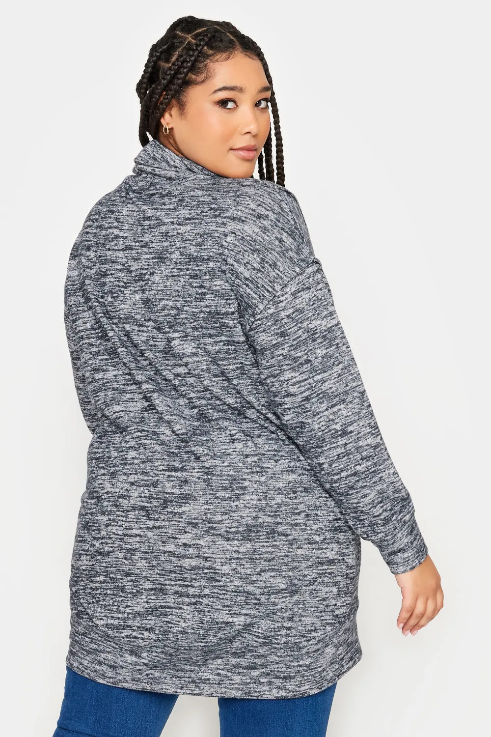 YOURS LUXURY Curve Grey Soft Touch Turtle Neck Jumper