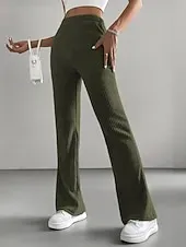 Women's Pants Trousers Leggings Cozy Leggings Casual Workout Full Length High Waist Plain Elastic Waist Breathability Breathable Stretchy Vacation Street Daily Wear Black Green Light Grey Coffee