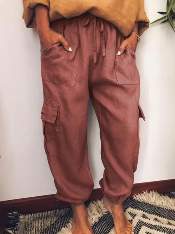 Casual Pockets Cotton-Blend Pants（⚡Clearance Sale）