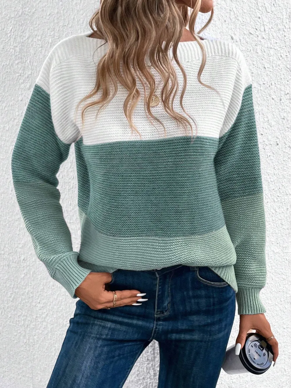 Color Block Drop Shoulder Sweater