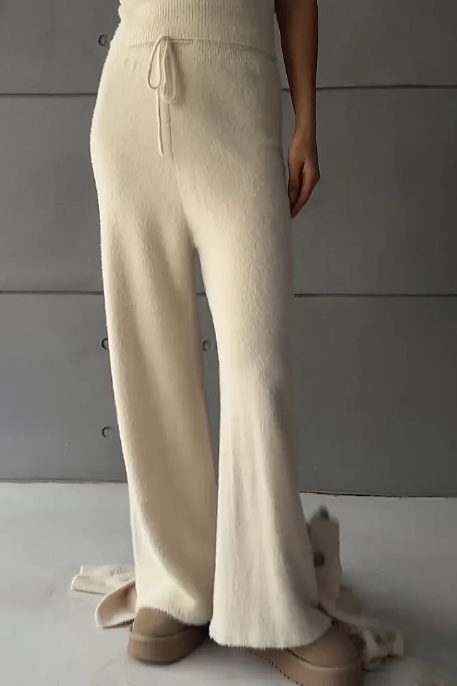 Women's Solid Color Warm Tank Top Pants 3-Piece Set Pants